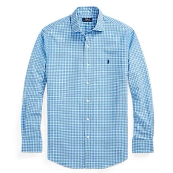 Polo Ralph Lauren Blue Plaid Button Down Shirt sz L (16.5) Pony Logo - Picture 1 of 9